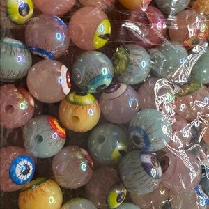 Lot of 10 Colorful Eyeball Beads 16 mm